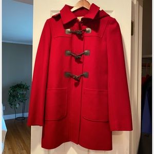 MICHAEL Michael Kors Red Hooded Wool Blend Coat